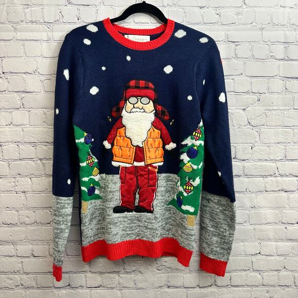 Jolly Sweaters Sweaters - Jolly Sweaters Ugly Christmas Sweater 3D Outdoor Fishing Santa Size Small